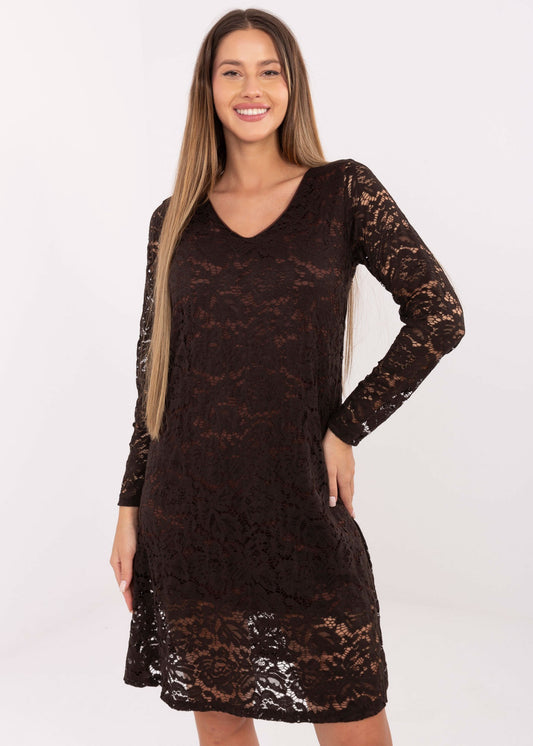 Brūna mežģīņu kleita (One size/S-L)