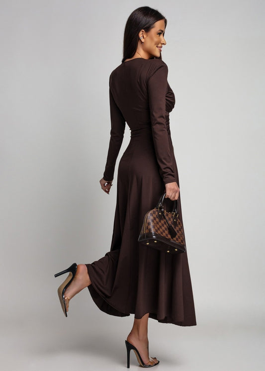 brūna eleganta garā svētku kleita