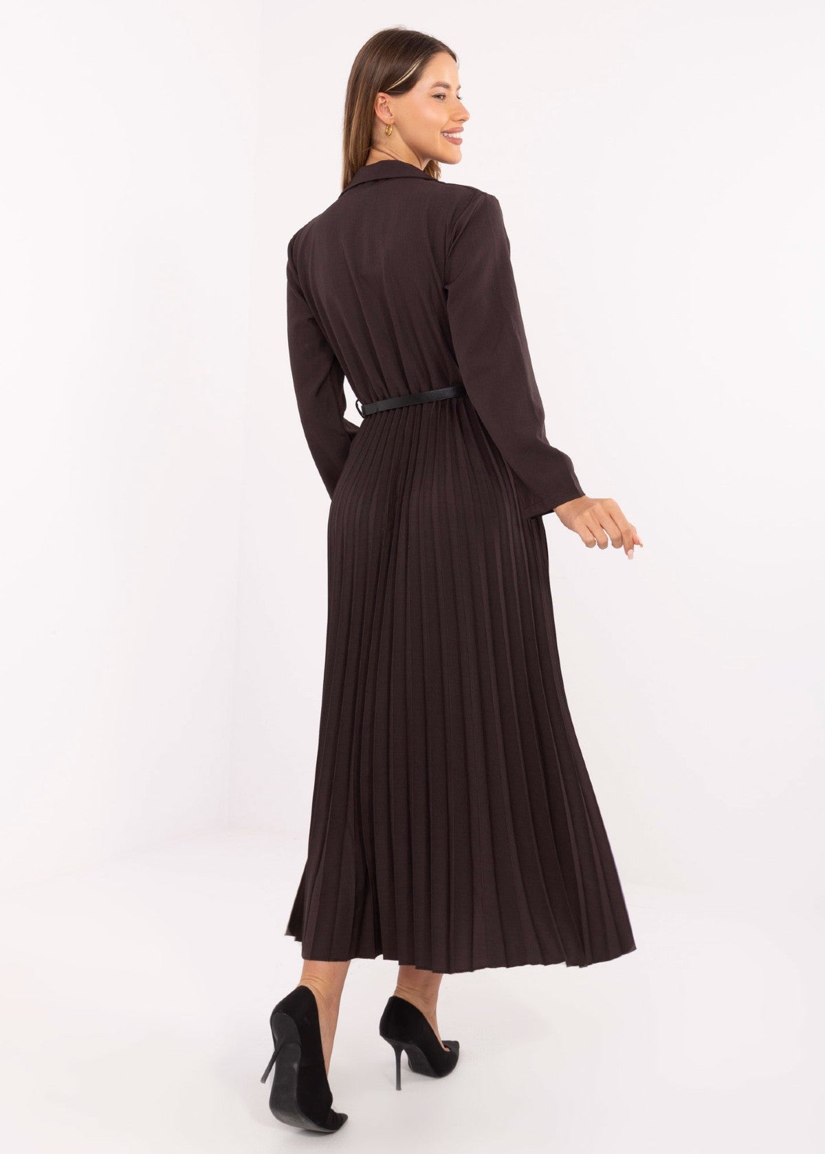 Tumši brūna midi kleita (One size/S-L)