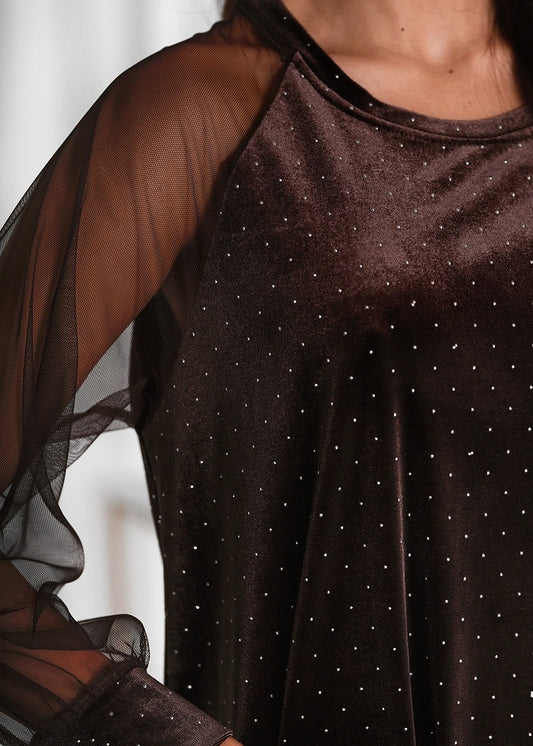 Brīva brūna svētku kleita (One size/S-XL)