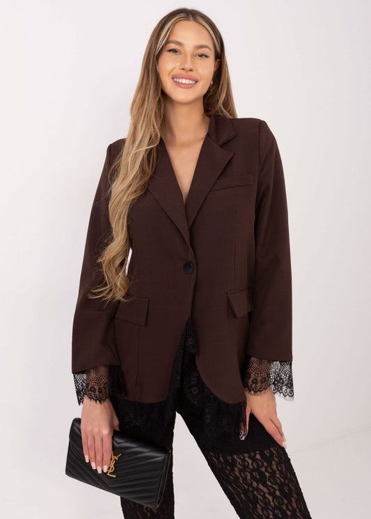 Brūna žakete ar mežģīni (One size/S-L)