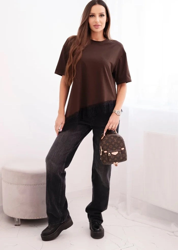 Asimetrisks krekliņš ar mežģīni (One size/S-L)