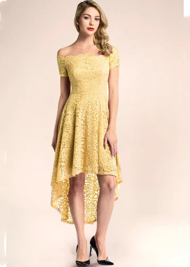 Dzeltena mežģīņu kleita (S; M; XXL)