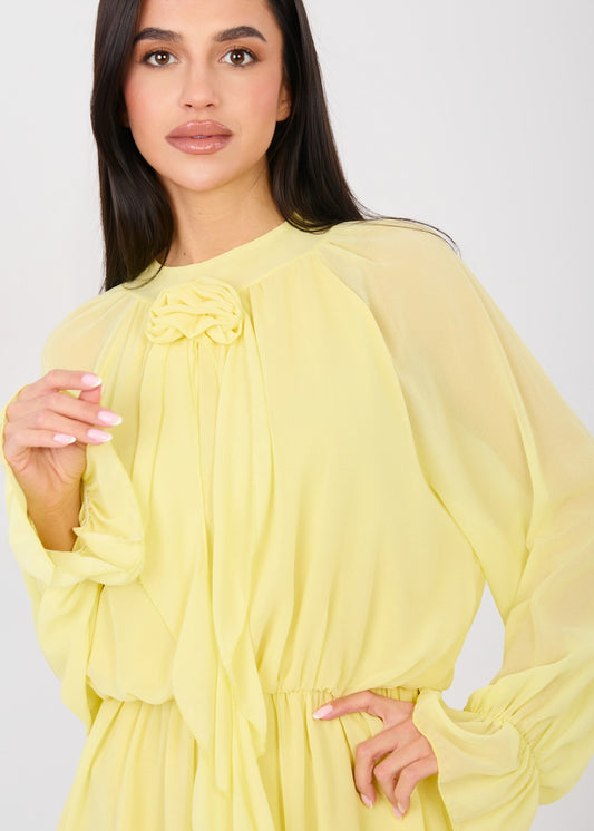 Gaiši dzeltena šifona kleita (One size/S-L)
