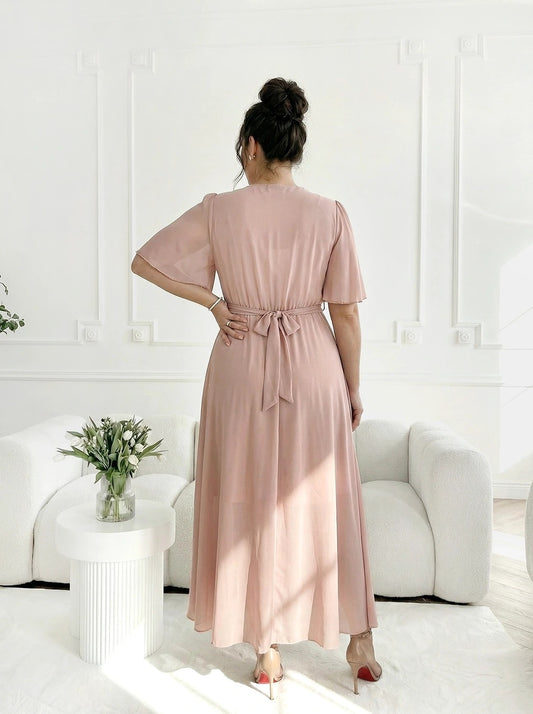 Rozā garā svētku kleita (One size/M-2XL)