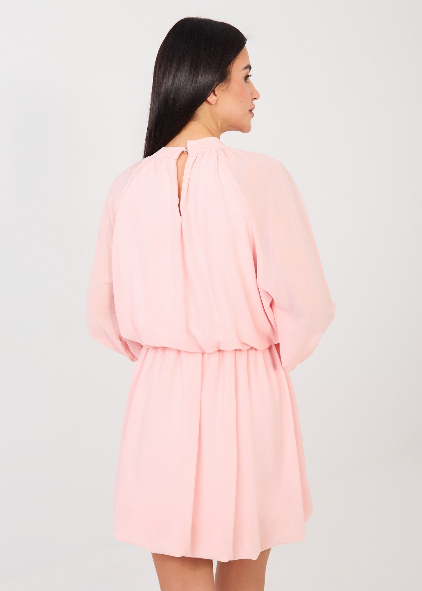 Rozā šifona mini kleita (One size/S-L)