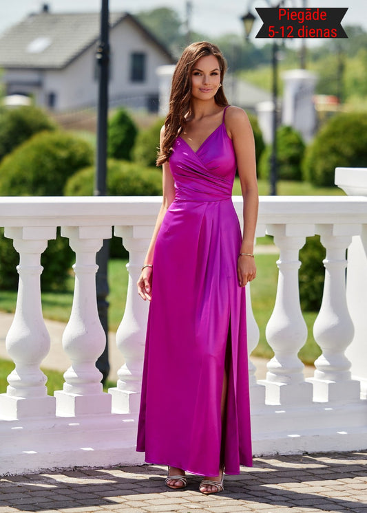 Koši rozā satīna vakarkleita (XS; S; M; L)