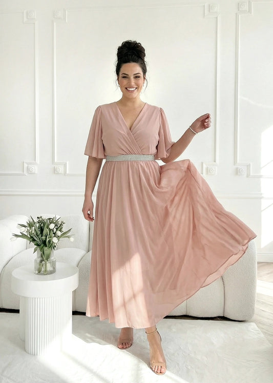 Rozā garā svētku kleita (One size/M-2XL)