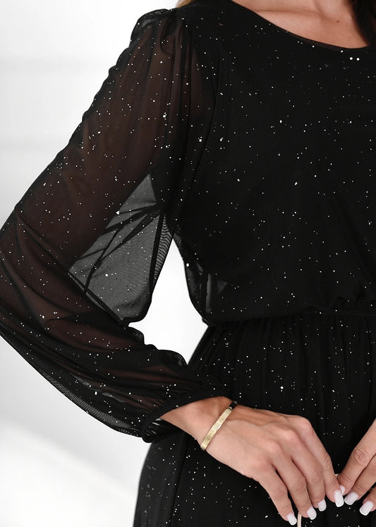 Melna spīdīga auduma kleita (One size/S-L)