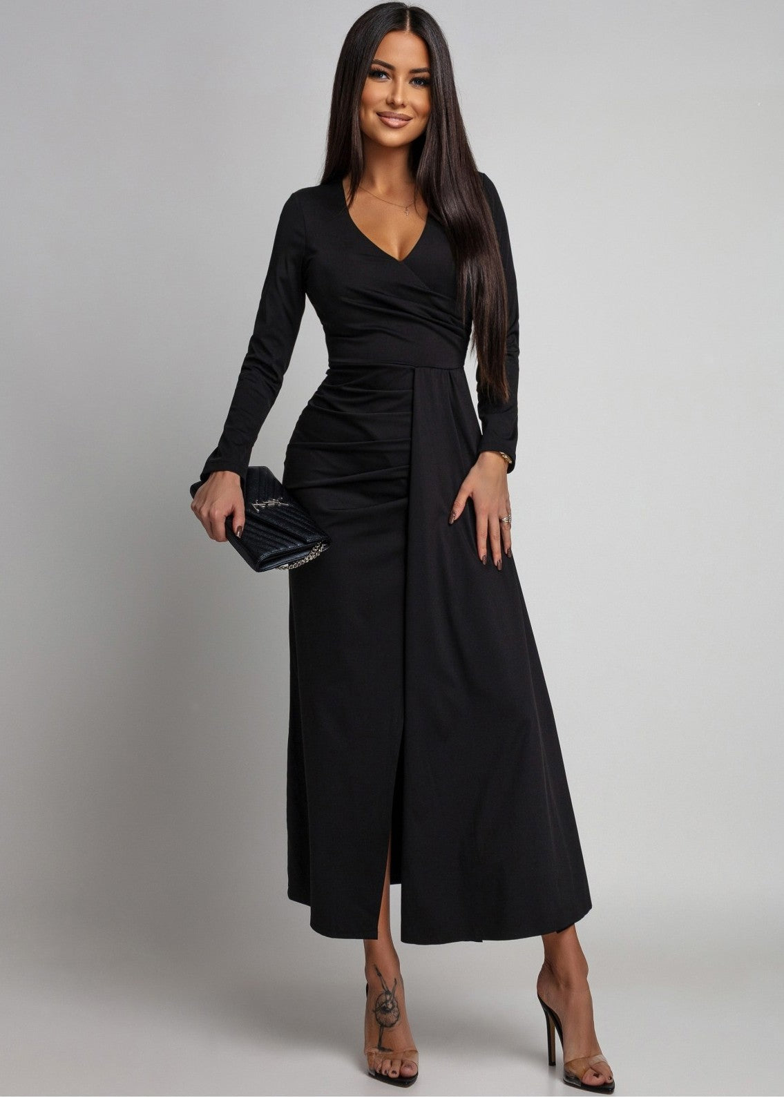 Melna pieguļoša kleita (One size/XS-M)