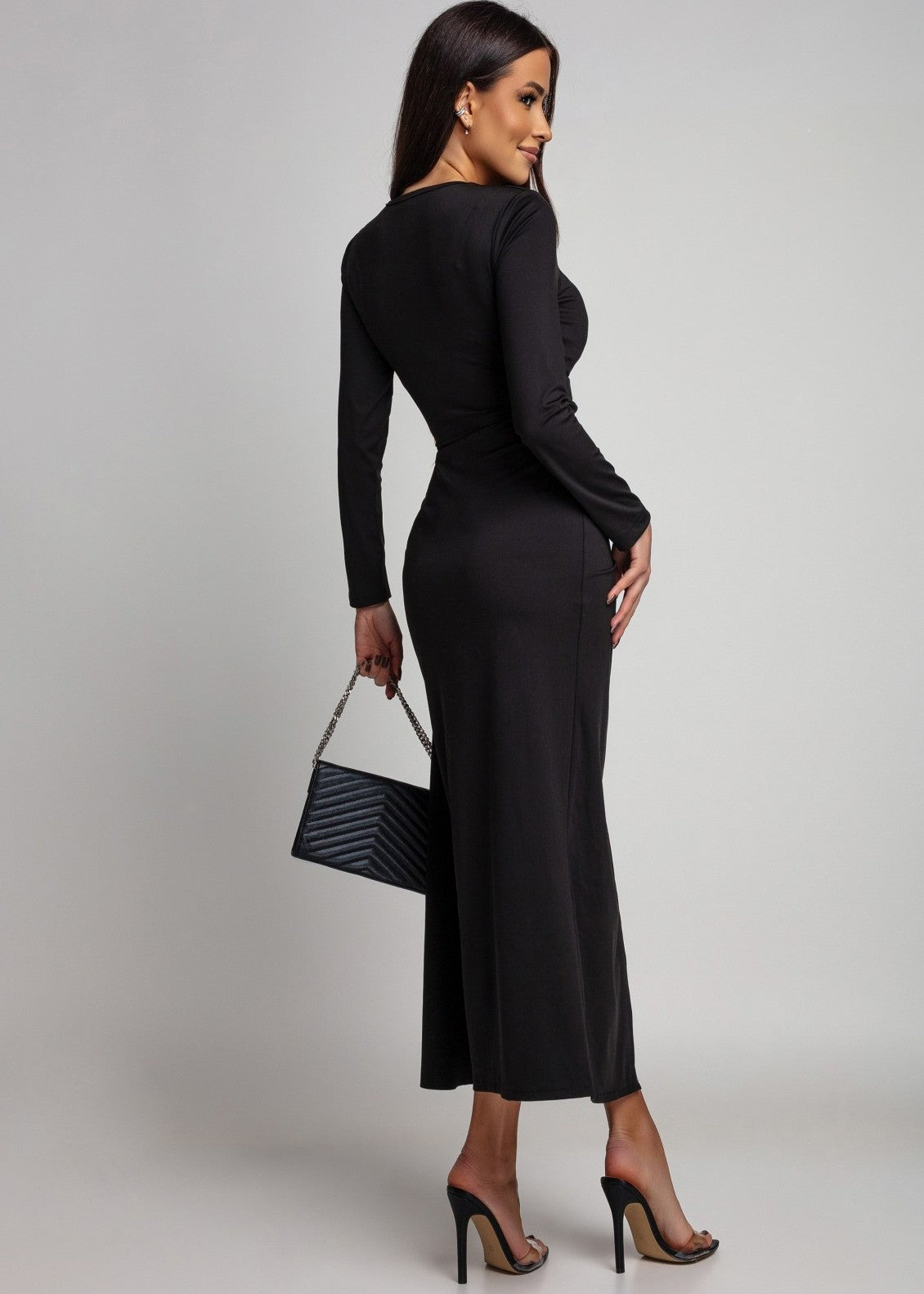 Melna pieguļoša kleita (One size/XS-M)