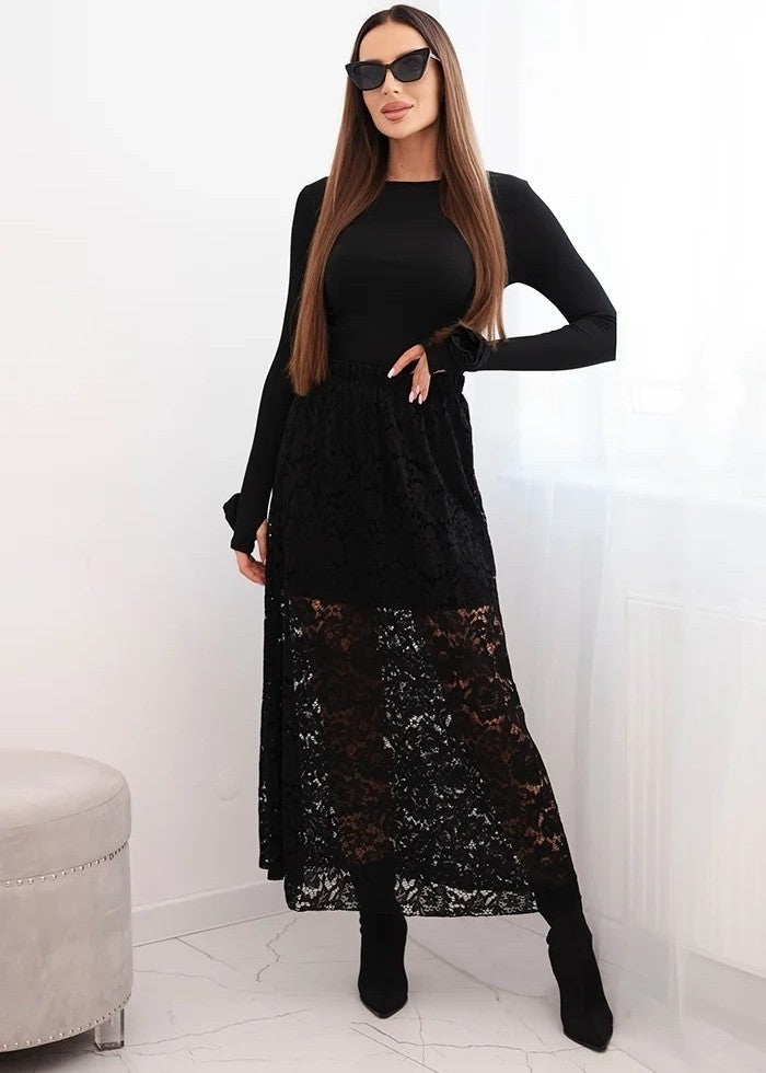 melni sieviešu svārki ar mežģīnēm svētkiem ikdienai