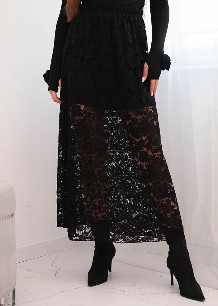 Melni mežģīņu svārki