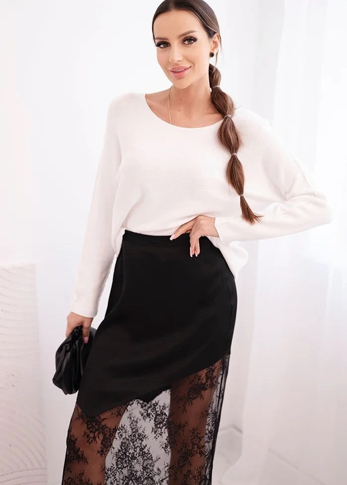 melni sieviešu mežģīņu svārki