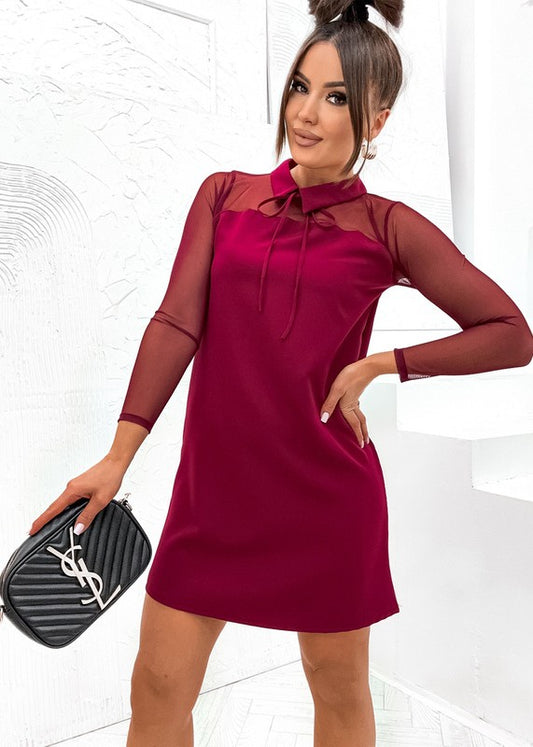 Bordo krāsas mini kleita (S; M; L; XL)