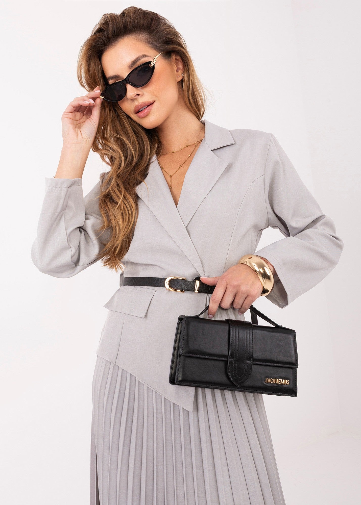 Pelēka midi kleita (One size/S-L)