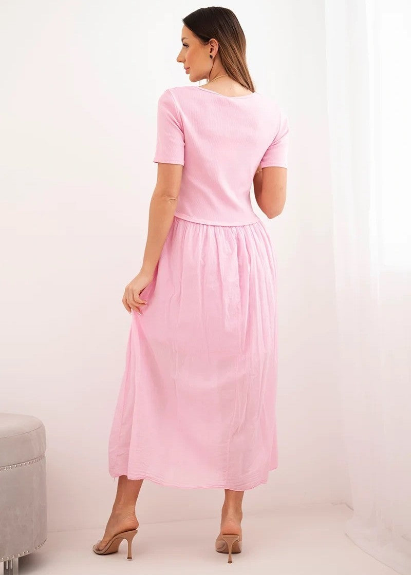 Rozā ikdienas kleita (One size/S-L)