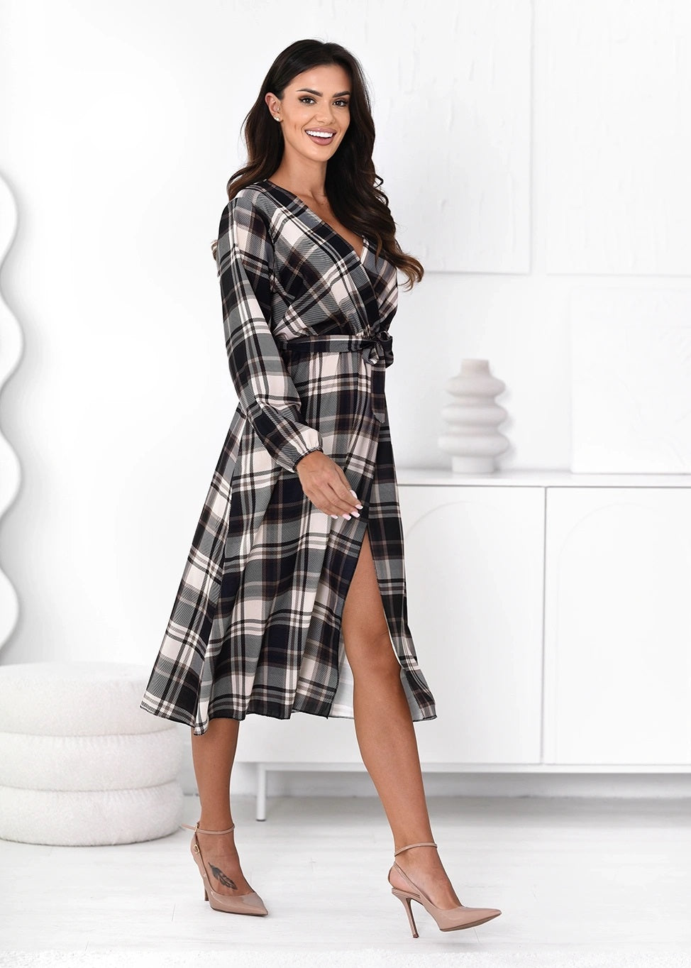 Rūtaina midi kleita (One size/S-L)