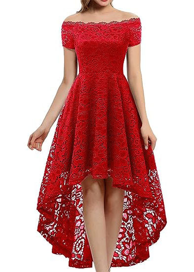Sarkana mežģīņu kleita (L; XL)