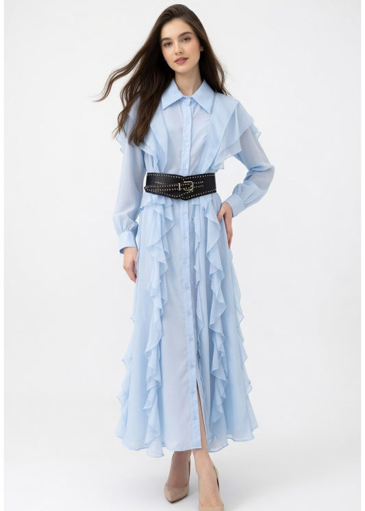 Šifona kleita ar jostu (S/M; M/L)