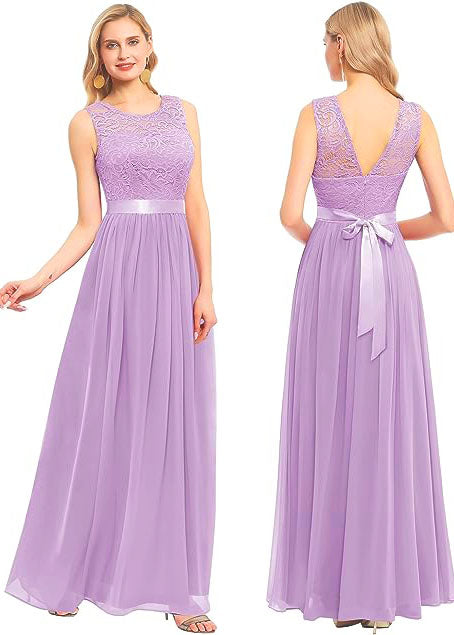 Gaiši violeta garā kleita ar mežģīnēm (S)