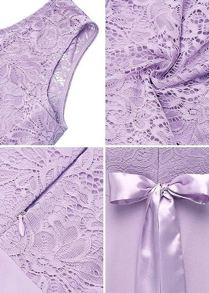 Gaiši violeta garā kleita ar mežģīnēm (S)