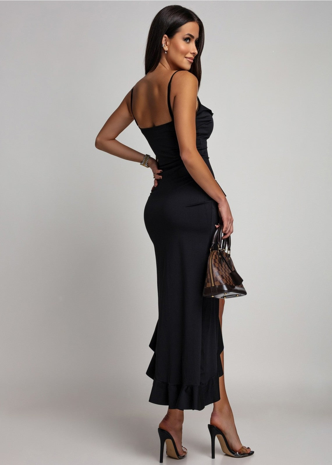 Melna kleita ar volāniem (One size/XS-M)