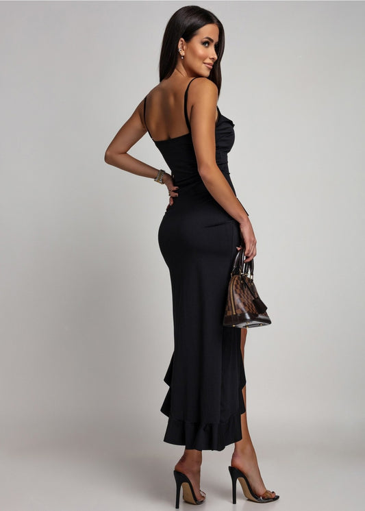 Melna kleita ar volāniem (One size/XS-M)