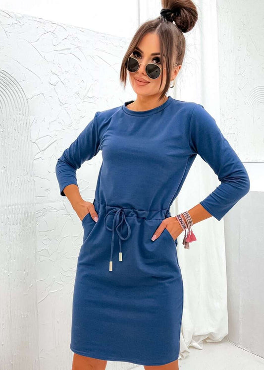 Zila kokvilnas kleita (S; L; XL)