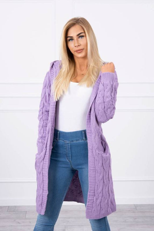 Gaiši violeta garā jaka ar kapuci