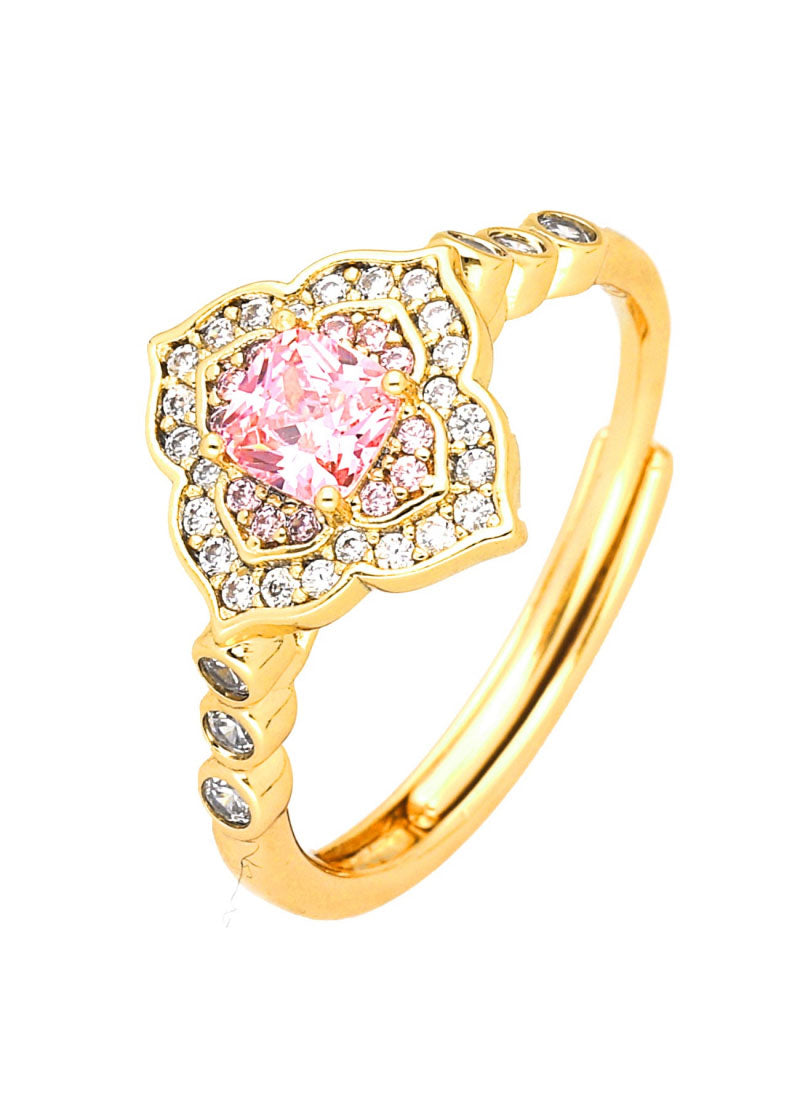 Regulējams gredzens ar rozā kristālu