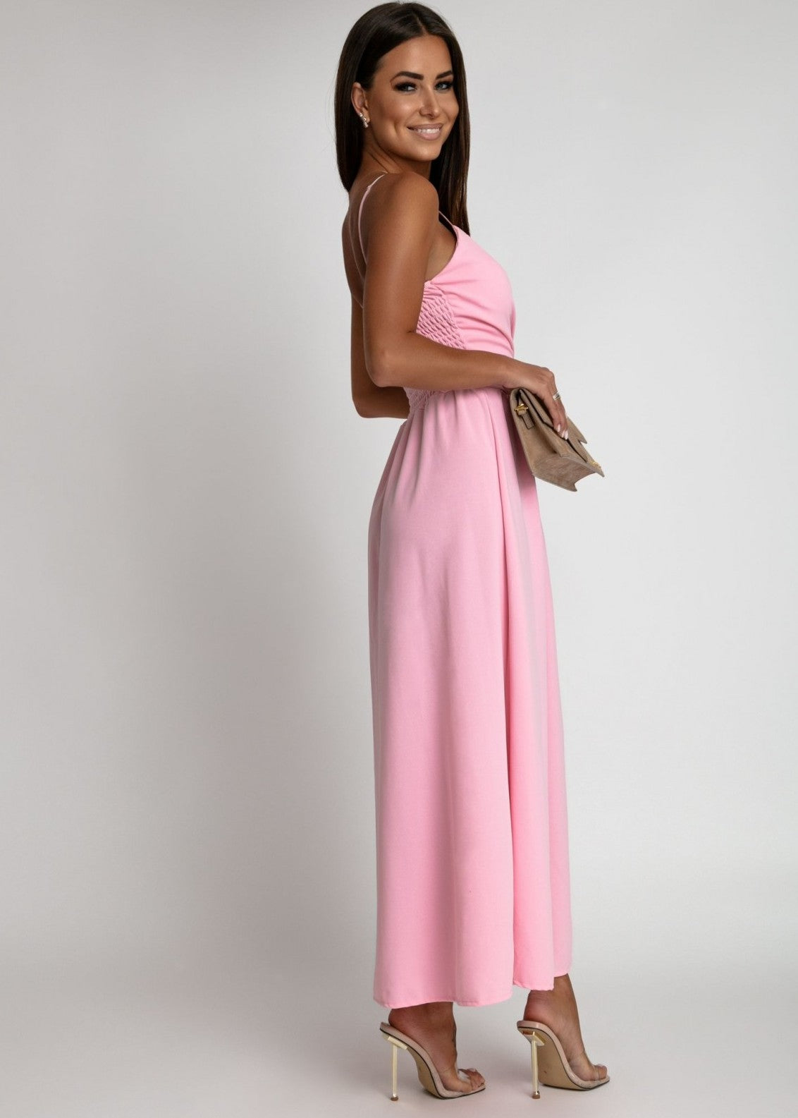 Gaiši rozā maxi kleita (viens izmērs)