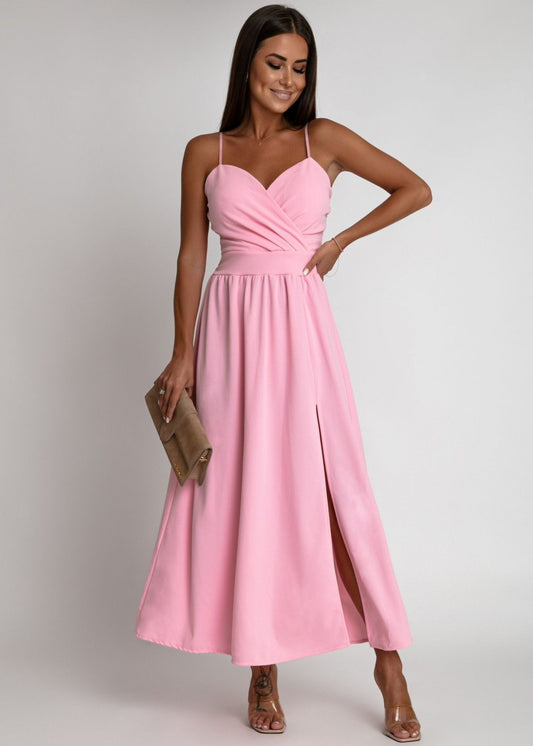 Gaiši rozā maxi kleita (viens izmērs)
