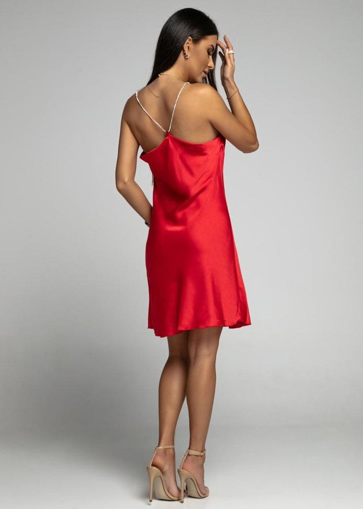 Sarkana satīna mini kleita (viens izmērs)